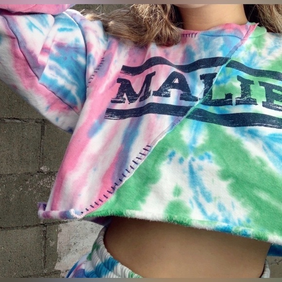 M021 / Free People x RILEY collab *Viral Cropped Patchwork Malibu Crewneck / M/L - Picture 2 of 11